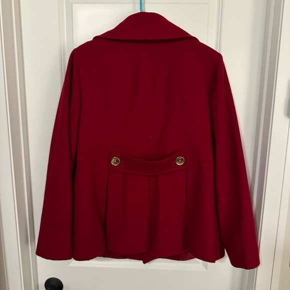 MK Michael Kors Coat Women Red Burgundy Maroon Wine Wool Peacoat - Picture 3 of 3